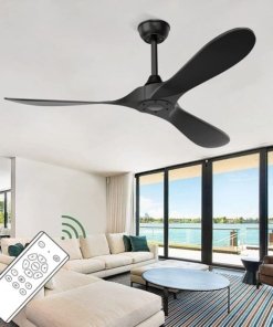 Ventilador de techo moderno negro con control remoto