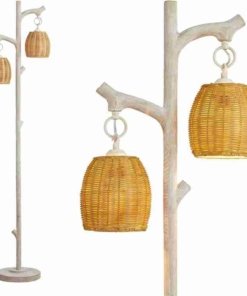 Lámpara de pie rústica de madera de 165 cm