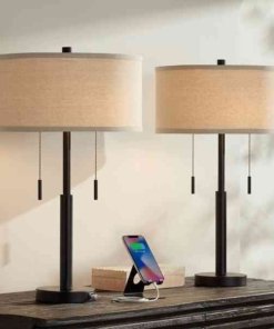 Lámpara de mesa industrial de 64 cm con puerto USB