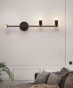 Lámpara de pared vintage negra mate, 3 luces