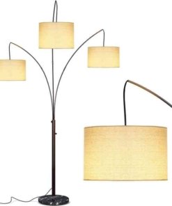 Lámpara de pie LED de 3 arcos con base de mármol