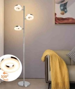 Lámpara de pie LED contemporánea, 3 luces
