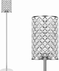 Lámpara de pie de cristal moderna, plateada