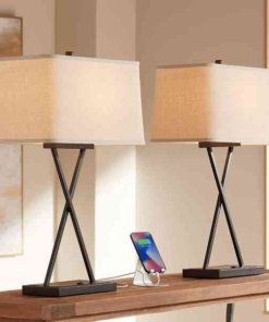Juego de 2 lámparas de mesa modernas de 67 cm con puerto USB