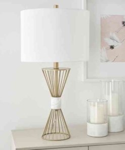 Lámpara de mesa contemporánea dorada y mármol de 69 cm