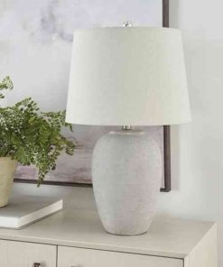 Lámpara de mesa rústica de cerámica gris de 58 cm