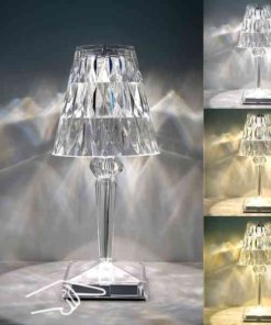 Lámpara de mesa LED de cristal tipo diamante recargable