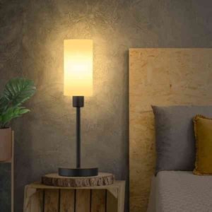 Lámpara de mesa táctil minimalista con pantalla de vidrio