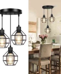 Lámpara colgante industrial ajustable para isla de cocina, 3 luces