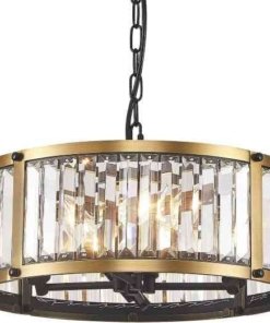 Candil moderno de cristal negro y dorado, 4 luces E12