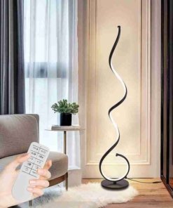 Lámpara de pie LED en espiral con control remoto, negra
