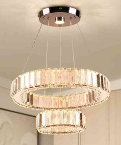 Lámpara de techo LED de cristal con 2 anillos ajustables