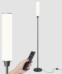 Lámpara de pie brillante con control remoto, blanca