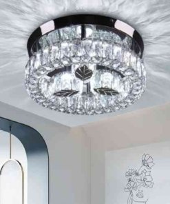 Lámpara de techo LED redonda de cristal K9, 30 cm