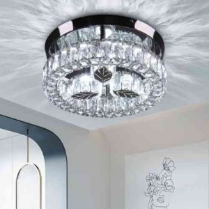 Lámpara de techo LED redonda de cristal K9, 30 cm