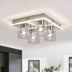 Lámpara de techo LED de cristal empotrada, 4 luces