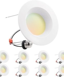 Paquete de 8 luces LED empotrables de 15 cm, 5 tonos de luz