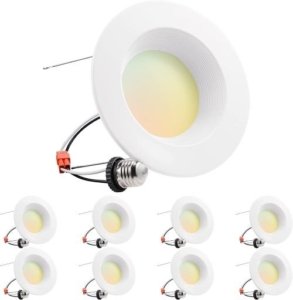 Paquete de 8 luces LED empotrables de 15 cm, 5 tonos de luz