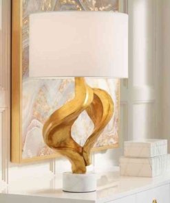 Lámpara de mesa de lujo glamorosa de 79 cm, pantalla blanca