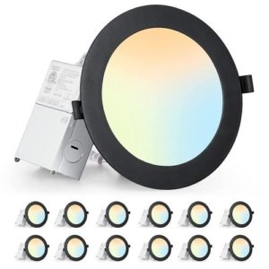 Paquete de 12 luces LED empotrables de 15 cm, 2500K a 5000K