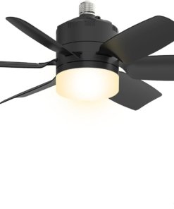 Ventilador de techo con luz de 3 colores y control remoto, negro