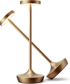 Lámpara de mesa inalámbrica recargable minimalista, dorada