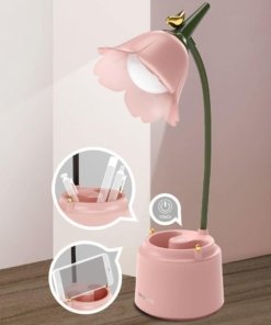 Lámpara de escritorio LED recargable, rosa