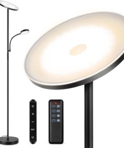 Lámpara de pie LED de 27 W y 2400 lúmenes, negra