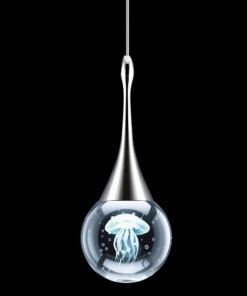 Lámpara colgante tipo medusa de cristal para isla de cocina, cromo