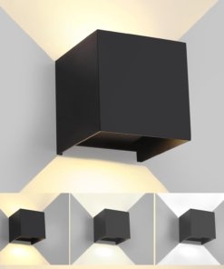 Lámpara de pared LED de 15 W para interior y exterior, negra