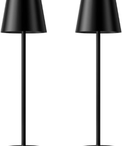 Lámpara de mesa inalámbrica recargable minimalista, negra
