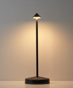 Lámpara de mesa inalámbrica LED recargable de hierro, negra