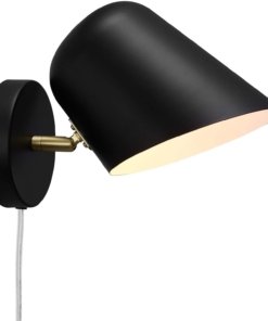 Aplique de pared moderno negro de mediados de siglo, 28 cm
