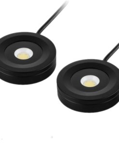Paquete de 2 luces LED de disco regulables de 3 W, negras
