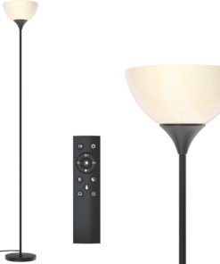 Lámpara de pie con control remoto y 4 tonos de luz, blanca