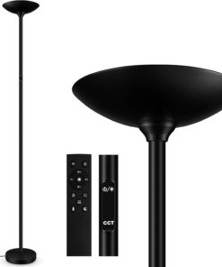 Lámpara de pie LED regulable de 30 W con control remoto, negra