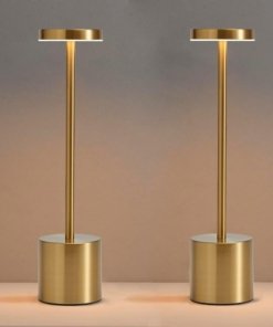 Paquete de 2 lámparas de mesa LED inalámbricas minimalistas, doradas