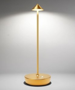 Lámpara de mesa inalámbrica recargable, dorada, modelo C