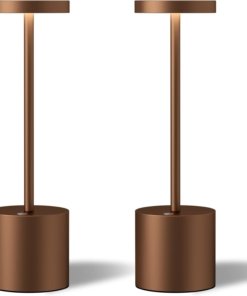 Paquete de 2 lámparas de mesa inalámbricas de aluminio, café
