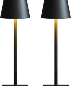 Lámpara de mesa inalámbrica recargable, negra, modelo E