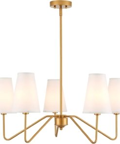 Candil moderno de latón antiguo, 5 luces