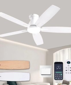 Ventilador de techo moderno de 132 cm con luz, blanco