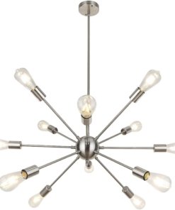 Lámpara Sputnik industrial níquel cepillado, 12 luces