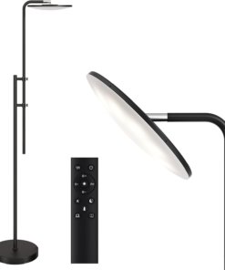 Lámpara de pie LED de 32 W y 3000 lúmenes, negra