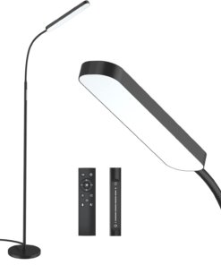 Lámpara de pie LED de 15 W y 1000 lúmenes, negra