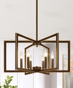 Candil moderno bronce para comedor, 64 cm, 6 luces