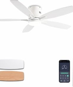 Ventilador de techo moderno con luz, blanco