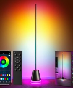 Lámpara de pie RGB LED inteligente de esquina, negra