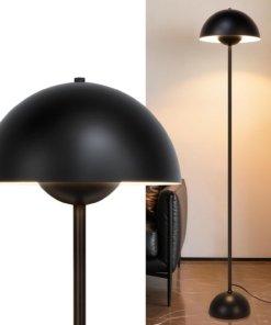 Lámpara de pie para sala con pantalla, negra