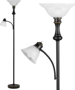 Lámpara de pie tipo antorcha de 180 cm para recámara, blanca